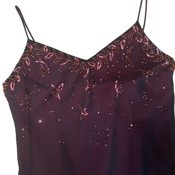 X scape Black Mesh beaded strappy fitted maxi gown size 6 - Picture 4 of 13